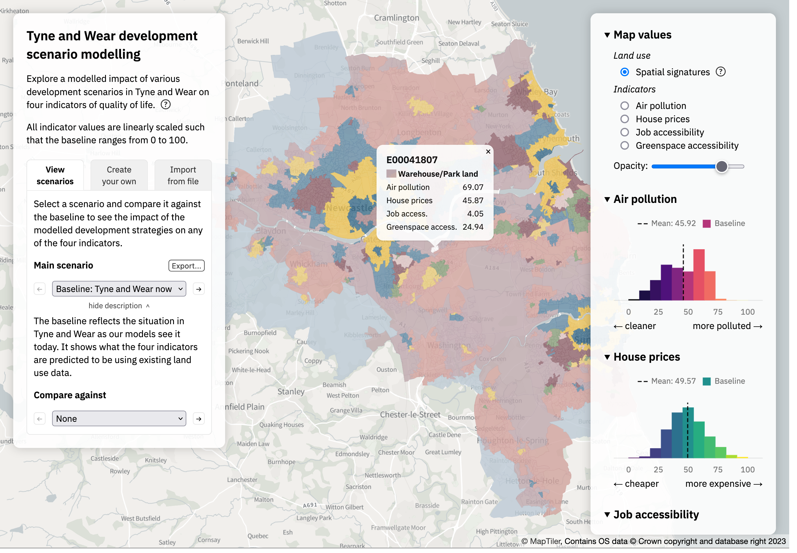 Screenshot showing the DemoLand application